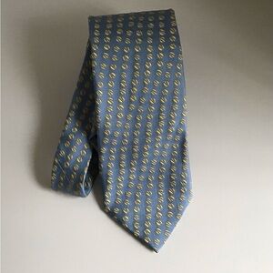 Charvet Place Vendome France Men’s Vintage Silk Tie Colors Blue and Gold 3.5”